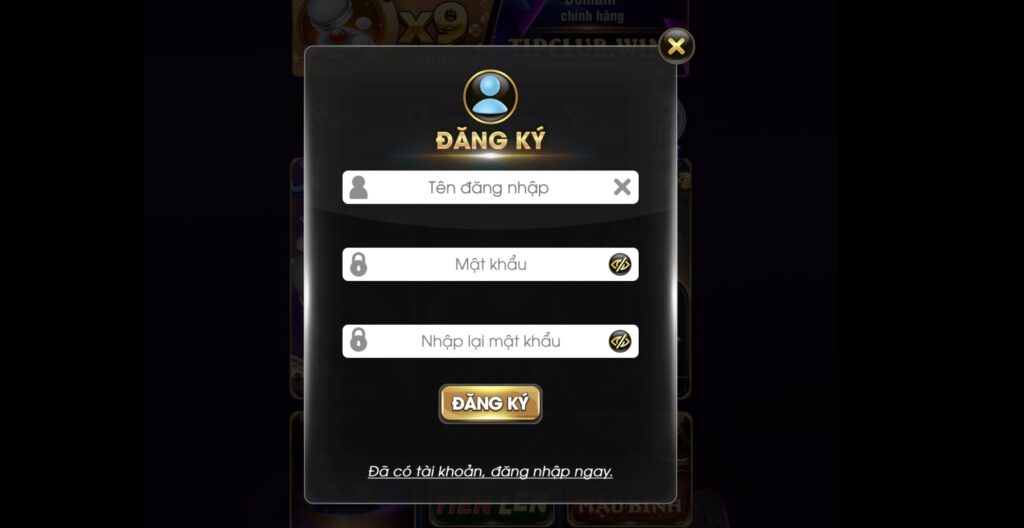 Form đăng ký tài khoản TipClub