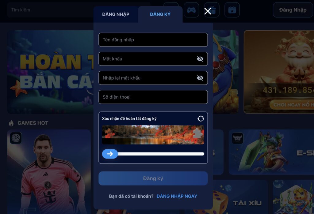 Form đăng ký tài khoản FaBet